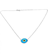 Glass Evil Eye Bead Sterling Silver, Glass Eye Necklace - Blue Evil Eye Necklace - Personalized Evil Eye Jewelry - Teardrop Eye Necklace